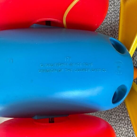 Fisher Price Vintage 1980 Pull Along Plane Toddler Toy - Picture 5 of 6